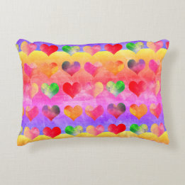 Kleurrijke Rainbow Hearts Boho Art Accent Kussen