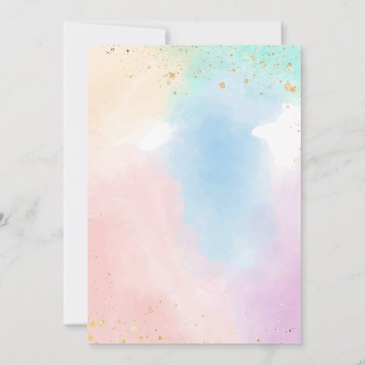 Kleurrijke Rainbow Pastel Verjaardag uitnodiging (Achterkant)