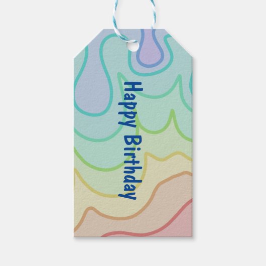 Kleurrijke Rainbow Pride Wiggle Abstract Cadeaulabel (Voorkant)