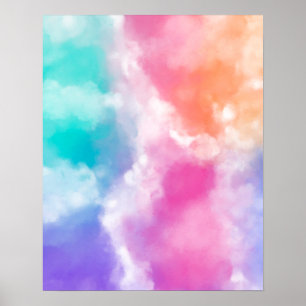 Kleurrijke Rainbow Sky Abstract schilderij Poster
