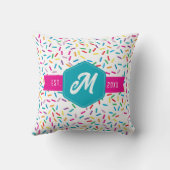 Kleurrijke Rainbow Sprinkles Retro Monogram Kussen (Achterkant)