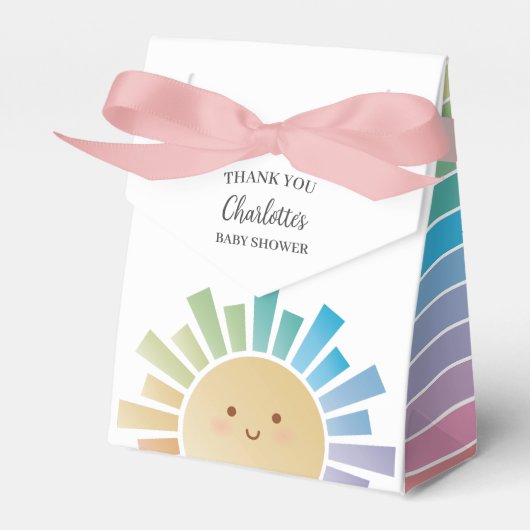 Kleurrijke Rainbow Sunshine Baby shower Dank u Bedankdoosjes (Voorkant Zijde)