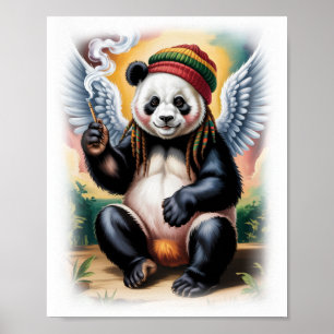 Kleurrijke Rasta Panda Engel op een Witte Poster