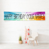 Kleurrijke Rays Gepersonaliseerde Verjaardagsfeest Spandoek (Insitu)