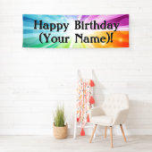 Kleurrijke Rays Gepersonaliseerde Verjaardagsfeest Spandoek (Insitu)