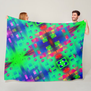 Kleurrijke rechthoek met gat, in het midden gezonk fleece deken