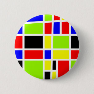 Kleurrijke rechthoeken ronde button 5,7 cm