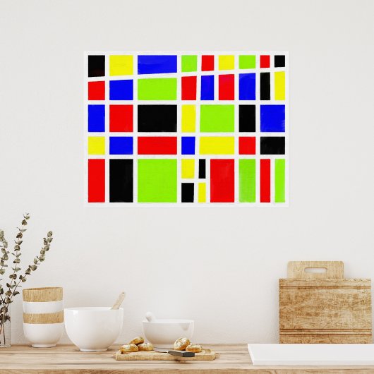 Kleurrijke rechthoeken (schilderij van digitale ol poster (Keuken)