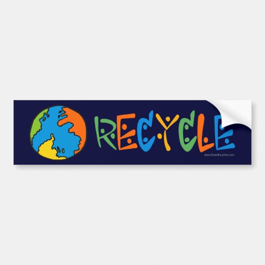 Kleurrijke recycling bumpersticker (Voorkant)
