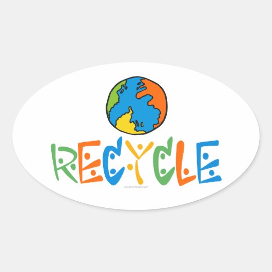 Kleurrijke recycling ovale sticker (Voorkant)