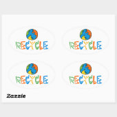Kleurrijke recycling ovale sticker (Vel)