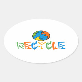 Kleurrijke recycling ovale sticker