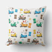 Kleurrijke recycling vuilniswagens en -bakken kussen (Voorkant)