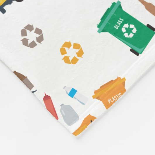 Kleurrijke recyclingvuilniswagens en -bakken fleece deken (Hoek)