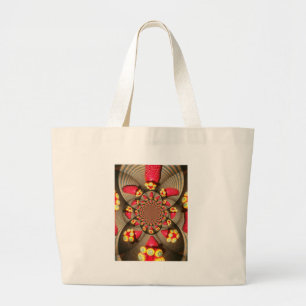 Kleurrijke Red Delight: Strawberry Kaleidoscope Ar Grote Tote Bag