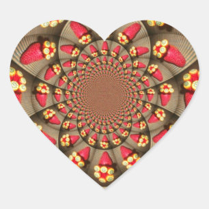 Kleurrijke Red Delight: Strawberry Kaleidoscope Ar Hart Sticker