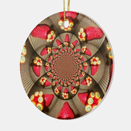 Kleurrijke Red Delight: Strawberry Kaleidoscope Ar Keramisch Ornament (Links)