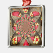 Kleurrijke Red Delight: Strawberry Kaleidoscope Ar Metalen Ornament (Links)