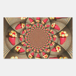 Kleurrijke Red Delight: Strawberry Kaleidoscope Ar Rechthoekige Sticker