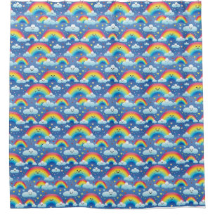 Kleurrijke regenbogen en wolken douchegordijn