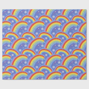 Kleurrijke regenbogen op Paarse achtergrond Cadeaupapier