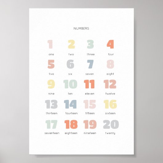 Kleurrijke regenboog 1-20 Nursery Poster (Voorkant)