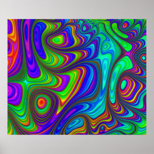 Kleurrijke regenboog 3D getextureerde abstracte ku Poster