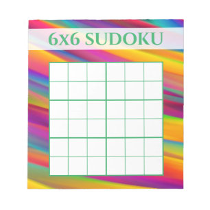 Kleurrijke regenboog 6x6 Sudoku Grid Sjabloon Notitieblok