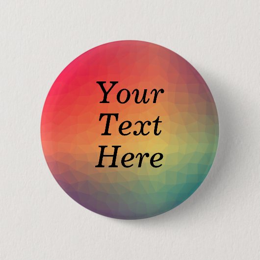 Kleurrijke regenboog aangepaste tekst ronde button 5,7 cm (Voorkant)