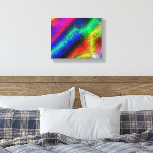 kleurrijke regenboog abstracte textuur canvas afdruk (Insitu (Slaapkamer))
