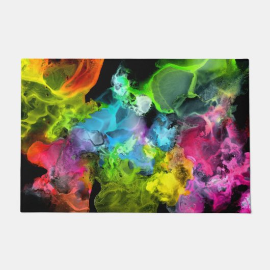 Kleurrijke regenboog Abstracte Waterverf Ink Deurmat (Voorkant)