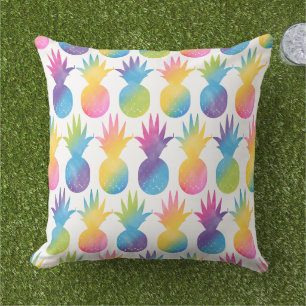 Kleurrijke Regenboog Ananas Patroon Tropisch Buitenkussen