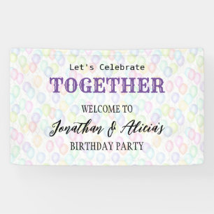 Kleurrijke regenboog ballon gezamenlijke verjaarda spandoek