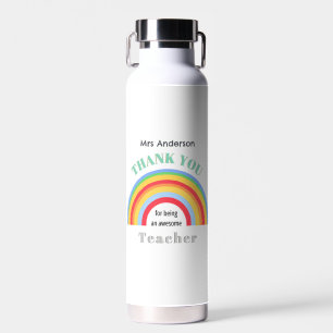 Kleurrijke Regenboog Bedankt Juf Dank Appreciatie Waterfles