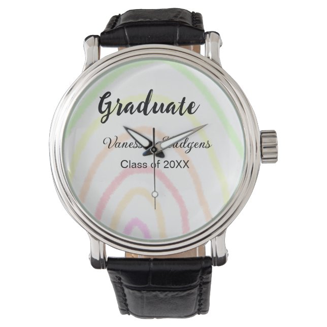 Kleurrijke regenboog boho afstuderen voeg naam jaa horloge (Voorkant)