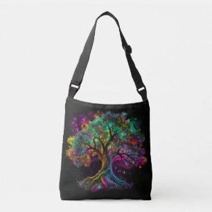 Kleurrijke Regenboog Boom Vuurvliegjes Moderne Kun Crossbody Tas