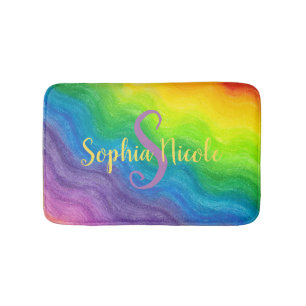 Kleurrijke regenboog Bright Ombre Girly, op maat g Badmat