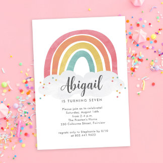 Kleurrijke Regenboog Calligrafie Kinderverjaardag Kaart