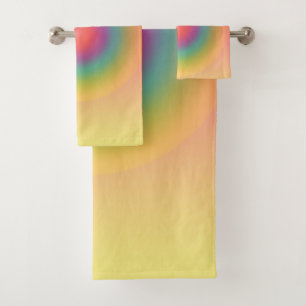 Kleurrijke regenboog Concentrische cirkelruimte Bad Handdoek