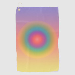 Kleurrijke regenboog Concentrische cirkelruimte Golfhanddoek