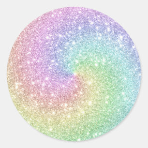 Kleurrijke Regenboog Eenhoorn Glitter Spiral Moder Ronde Sticker