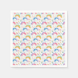 Kleurrijke Regenboog en Boom Naadloos Patroon Servet
