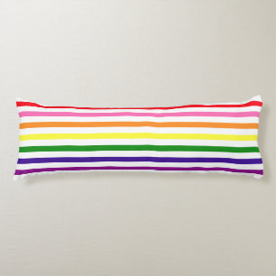 Kleurrijke Regenboog en Witte Candy Streep Lichaamskussen