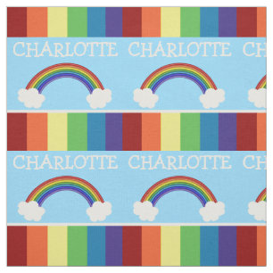 Kleurrijke regenboog en wolkenpatroon gepersonalis stof
