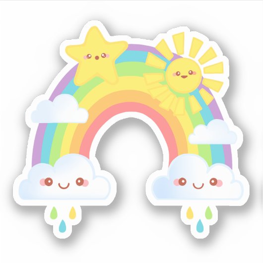Kleurrijke regenboog esthetisch sticker (Voorkant)