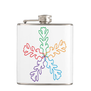 Kleurrijke Regenboog Geometrische Sneeuwvlok Ster Heupfles