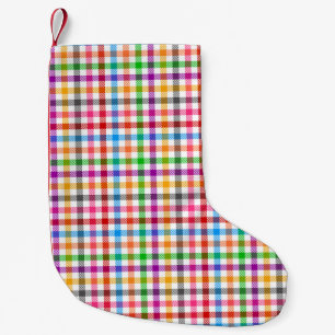 Kleurrijke Regenboog Gingham Plaid Design - Wit Kleine Kerstsok