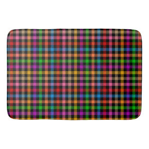 Kleurrijke Regenboog Gingham Plaid Ontwerp - Zwart Badmat