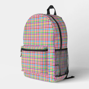 Kleurrijke Regenboog Gingham Schotse Ruit Ontwerp Bedrukte Rugzak