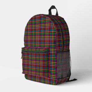 Kleurrijke Regenboog Gingham Schotse Ruit Ontwerp Bedrukte Rugzak